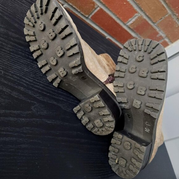 Retro Square Toe Boots Taupe Leather Gianni Bini - Picture 3 of 8